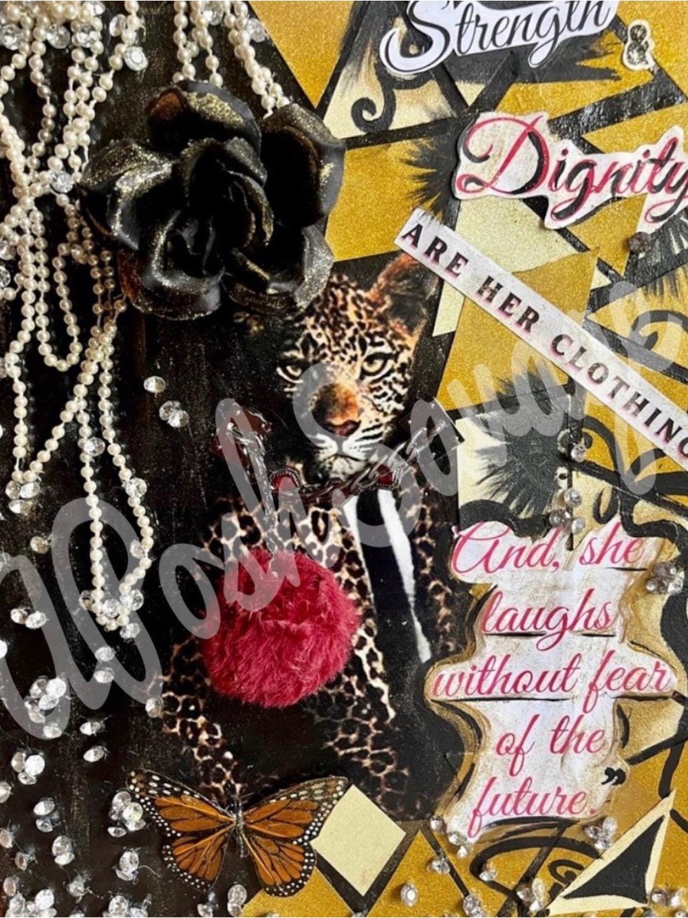 Proverbs 31 & Pearls, Diamonds Leopard Pop Out Collage Art - Picture 1 of 17